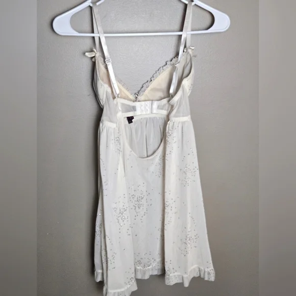 Black Fuschia Embellished Padded Lingerie Nightie, Size Medium - Picture 3 of 5